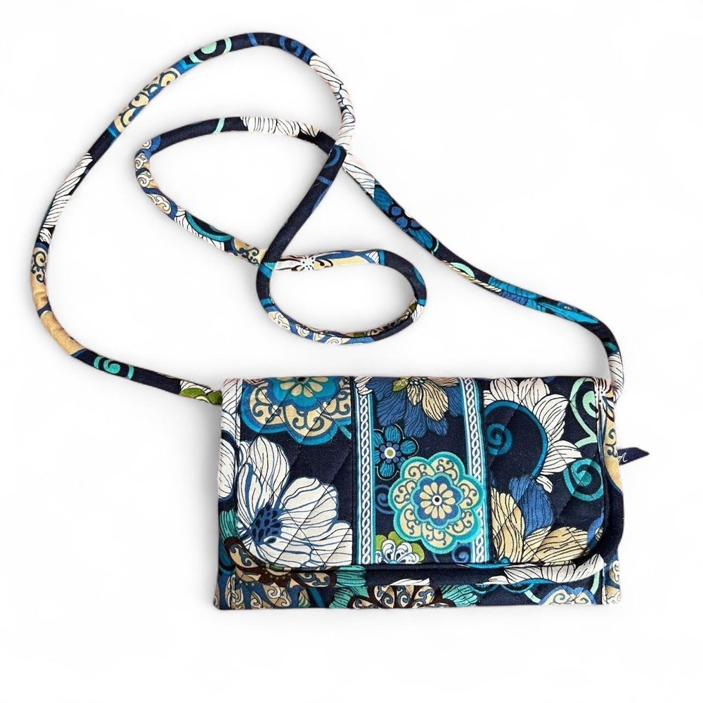 Vera Bradley Mod Floral Blue wallet on a string in like new condition!
